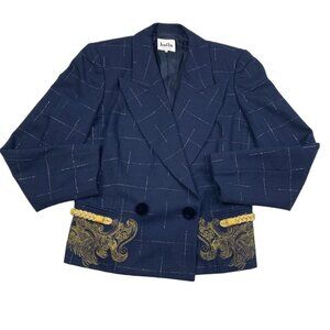 Baila Made In Italy Vintage Wool Blend Embroidered Blazer Women's Size 44/US 8